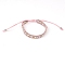 Polyster Braided Bead Bracelets, Bohemia Bracelets, Adjustable Bracelet, Pink, Inner Diameter: 2-3/8 inch(6cm), 1Pc/Bag