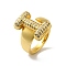 Letter Brass Micro Pave Clear Cubic Zirconia Open Cuff Ring for Women, Real 18K Gold Plated, Letter I, 20x12mm, US Size 6(16.5mm)