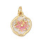 Brass Micro Pave Cubic Zirconia Pendants, with  Enamel, Flower Charms, Rack Plating, Lasting Plated, Cadmium Free & Lead Free, with Jump Ring, WhiteSmoke, 14.5x11.5x3mm, Hole: 3mm