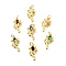 Brass Micro Pave Cubic Zirconia Pendants, Flower Charms, with Jump Rings, Cadmium Free & Lead Free, Long-Lasting Plated, Rack Plating, Real 18K Gold Plated, Mixed Color, 17x10.5x3mm, Hole: 3mm