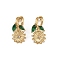 304 Stainless Steel Pendants, Sunflower Charms, with Cubic Zirconia, Real 14K Gold Plated, 17.5x9x6mm, Hole: 6x4mm