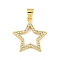 Star Rack Plating Brass Micro Pave Clear Cubic Zirconia Pendants, Cadmium Free & Lead Free, Real 18K Gold Plated, 20x18.5x2mm, Hole: 4x3.2mm