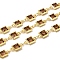 Brass Square Link Chains, with Glass, Rack Plating, Long-Lasting Plated, Lead Free & Cadmium Free, Real 18K Gold Plated, Soldered, with Spool, Sienna, 12x6.5x3mm