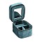 Mini Rectangle Velvet Jewelry Storage Zipper Boxes with Mirror Inside, Portable Travel Jewelry Case for Rings Earrings Bracelets Storage, Teal, 8.7x10.5x7.8cm
