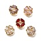 Brass Micro Pave Cubic Zirconia Beads, Flower, Real 18K Gold Plated, Mixed Color, 10x5.5mm, Hole: 1.8mm