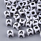 White Opaque Acrylic Beads, Horizontal Hole, Cube with Black Alphabet, Letter.A, 4~5x4~5x4~5mm, Hole: 1.8mm, about 600~650pcs/50g