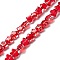 Transparent Glass Beads Strand, Star, Red, 8~8.5x8~8.5x3.5~4mm, Hole: 1mm