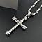 Punk Style Stainless Steel Long Twisted Cross Pendant Necklaces, Stainless Steel Color