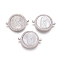Brass Micro Pave Cubic Zirconia Links connectors, with Shell, Flat Round with Virgin Mary, Clear, Platinum, 15x20x3mm, Hole: 1.2mm