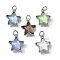 Brass Charms, Star with Glass & Glitter Powder, Long-Lasting, Lead Free & Cadmium Free, Mixed Colors, Platinum, 14.5x13x4.5mm, Hole: 3mm