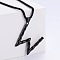 Stylish Stainless Steel Initial Pendant Necklaces, Black, Letter W