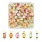 100Pcs Glass Connector Charms, with 304 Stainless Steel Findings, Square, Mixed Color, 15~15.5x6~7x6~7mm, Hole: 1.5~2mm