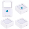 Square Acrylic Loose Diamond Display Boxes, Small Jewelry Storage Case with Sponge, White, 4x4x1.75cm