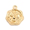 Alloy Pendants, Polygon with Flower, Golden, 19x16x2.5mm, Hole: 2mm