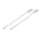 Brass Ends with Chains, Teardrop, 925 Sterling Silver Plated, 73mm, Hole: 2.5mm