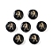 Dyed Black Synthetic Turquoise Beads, with Golden Tone Brass Slices, Flat Round with Constellations, Libra, 15x4.5mm, Hole: 1mm