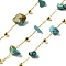 Handmade Synthetic Turquoise Chip Beaded Chains, Soldered, with Rack Plating Brass Findings, Long-Lasting Plated, Lead Free & Cadmium Free, with Spool, Real 18K Gold Plated, 5~14x2~7x3~7mm