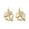 Brass Micro Pave Clear Cubic Zirconia Pendants, with Shell, Jump Rings, Real 18K Gold Plated, Clover, 19.5x15x2mm, Hole: 3.5mm