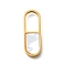 304 Stainless Steel Pendants, Oval Charms, with Plastic Imitation Shell, Ion Plating(IP), Golden, 21x7.5x1.5mm, Hole: 9x5.5mm