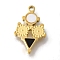 Ion Plating(IP) 304 Stainless Steel Manual Polishing Charms, with Acrylic, Triangle & Flat Round, Golden, 15x9.5x2mm, Hole: 1.2mm