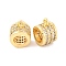 Brass Micro Pave Cubic Zirconia Tube Bails, Loop Bails, Column, Cadmium Free & Nickel Free & Lead Free, Real 18K Gold Plated, 12x7x9mm, Hole: 1mm, Inner Diameter: 5mm