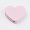 Natural Wood Beads, Dyed, Heart, Pink, 21x23.5x5mm, Hole: 2mm, about 590pcs/500g
