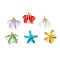 Glass Pendants, Flower Charm, with Brass Loops & Seed Beads, Faceted, Mixed Color, 23~24x24~26mm, Hole: 2.5~3x3~3.5mm