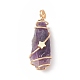 Natural Amethyst Copper Wire Wrapped Pendants PALLOY-JF01980-01-2