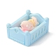 オペーク樹脂カボション  赤ちゃんと一緒にベッド  空色  25x20.5x12mm RESI-Z001-13E-3