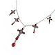 Schamottstein-Emaille-Kruzifix-Kreuz mit tropfenförmiger Anhänger-Halskette aus Kunststoff und baumelnden Ohrringen SJEW-G081-02AS-3