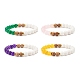 Смешанные каменные и деревянные круглые бусины эластичные браслеты для женщин BJEW-JB07503-1