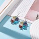 Natural & Synthetic Mixed Gemstone Chips Oval with Tree of Life Dangle Earrings EJEW-JE04880-02-2