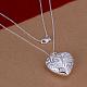 Simple Silver Color Plated Brass 3D Heart Pendant Necklaces For Women NJEW-BB12861-2