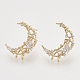 Brass Micro Pave Clear Cubic Zirconia Stud Earring Findings KK-T054-49G-NF-1