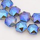 Hexagon Electroplate Full Rainbow Plated Glass Beads Strands EGLA-P015-F08-2