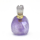 天然アメジスト開閉式香水瓶ペンダント  真鍮のパーツとガラスのエッセンシャルオイルのボトル  39~50x26~29x16~21mm  穴：1.2mm  ガラス瓶容量：3ml（0.101液量オンス）  宝石の容量：1ml（0.03液量オンス） G-E556-20H-2
