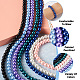 Kissitty 7 brins 7 couleurs cuisson peint perle de verre nacré brins de perles rondes HY-KS0001-01-6