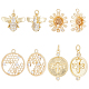 Beebeecraft 1 Box 8Pcs 4 Style Bee Charms 18K Gold Plated and Cubic Zirconia Flower Honeycomb Pendants Charms Insects Earring Findings for DIY Jewelry Making KK-BBC0004-19-1