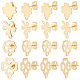 Beebeecraft 1 Box 80Pcs 4 Style Earring Stud Findings 24K Gold Plated Four Leaf Clover Ear Stud Component with Loops Spring Earring Component for Birthday Spring Anniversary Jewelry Making EJEW-BBC0001-06-1