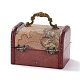 ヴィンテージ木製ジュエリーボックス  puレザー装飾宝箱ボックス  キャリーハンドルとラッチ付き  マップ模様の長方形  サンゴ  11.9x9.05x9cm AJEW-M034-01D-3