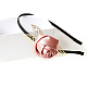 Ruban satin rose bandes de cheveux de fer bijoux X-OHAR-N0006-019-2
