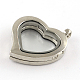 Rhinestone de aleación de corazón colgantes magnéticos medallón flotantes PALLOY-S039-04-2