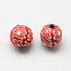 Perle tonde handmade flower pattern polimero argilla X-CLAY-Q221-24-3