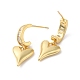 Clear Cubic Zirconia Heart Dangle Stud Earrings EJEW-F316-07G-2