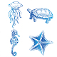 GORGECRAFT 8PCS Sea Animal Window Decals Static Sea Turtles Glass Sliding Door Sticker Clings Waterproof Vinyl Film Ocean Bedroom Bathroom Decals for Prevent Stop Birds Dogs Pets Strikes DIY-WH0311-012-1