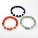 Unique Design Skull Natural & Synthetic Mixed Stone Beaded Stretch Bracelets BJEW-JB01847-1