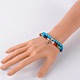 Trendy Synthetic Turquoise(Dyed) Beads Stretch 2-Loops Bracelets BJEW-JB01728-02-3