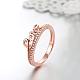 Word love anillos de circonio cúbico de latón chapado en oro rosa real para mujer RJEW-BB05427-8RG-4