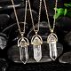 Bullet Natural Crystal Pointed Pendant Necklaces NJEW-BB00024-06-3