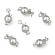 Platinum Plated 925 Sterling Silver Round Box Clasps X-H356-6mm-P-2